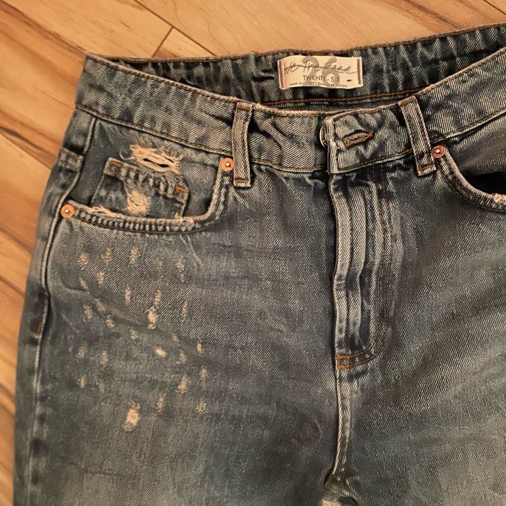 New Free People women’s High Rise straight leg distresses jeans size 26 - Picture 8 of 11